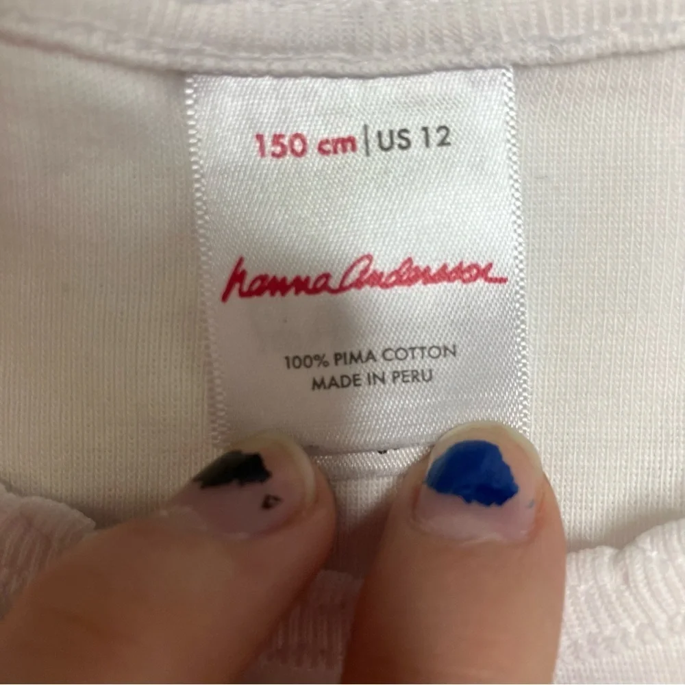 Hanna Andersson white t-shirt Pima‎ cotton size 12